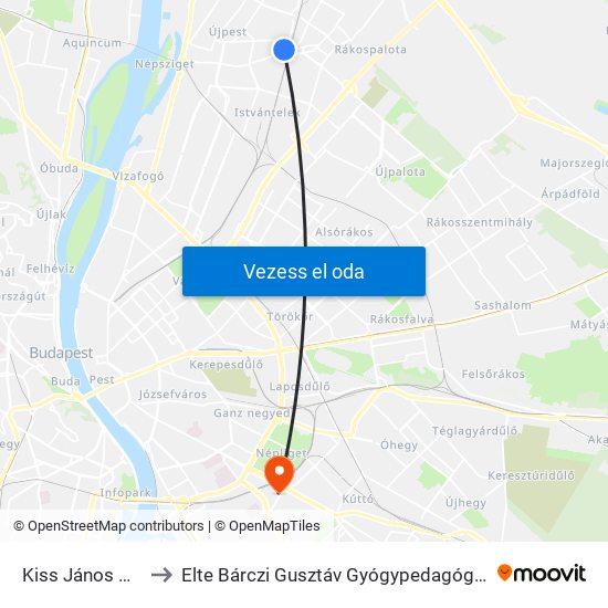 Kiss János Utca to Elte Bárczi Gusztáv Gyógypedagógiai Kar map