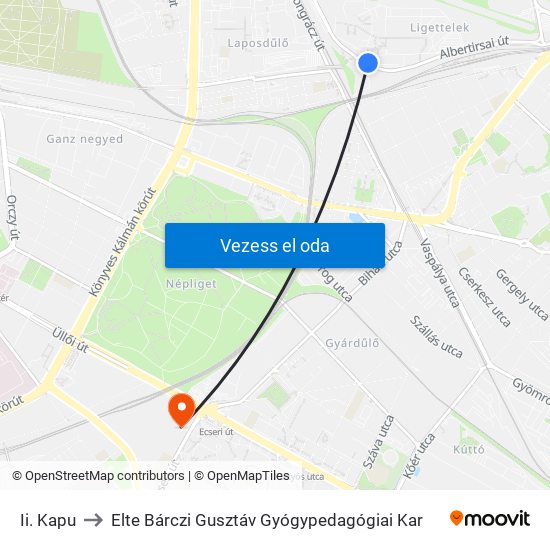 Ii. Kapu to Elte Bárczi Gusztáv Gyógypedagógiai Kar map