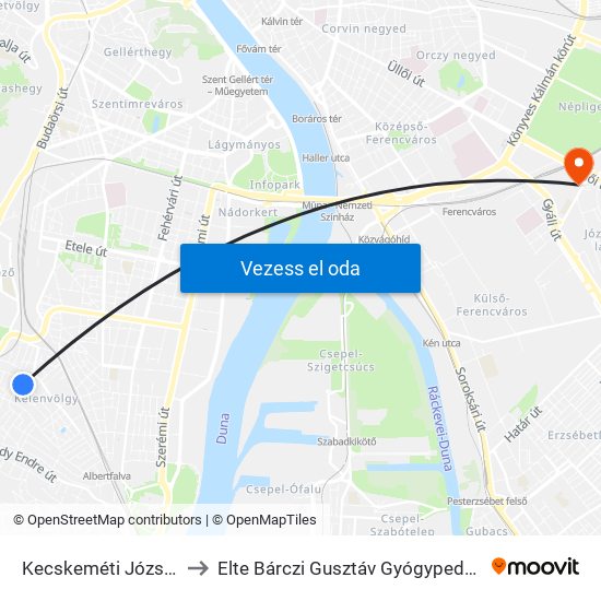 Kecskeméti József Utca to Elte Bárczi Gusztáv Gyógypedagógiai Kar map
