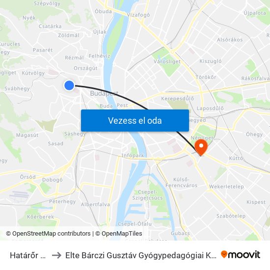 Határőr Út to Elte Bárczi Gusztáv Gyógypedagógiai Kar map