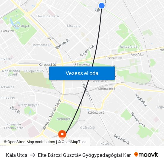 Kála Utca to Elte Bárczi Gusztáv Gyógypedagógiai Kar map