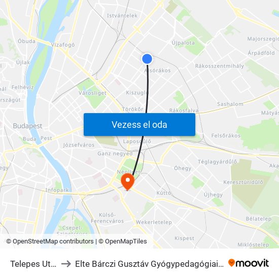 Telepes Utca to Elte Bárczi Gusztáv Gyógypedagógiai Kar map