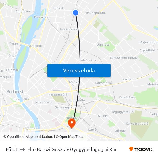 Fő Út to Elte Bárczi Gusztáv Gyógypedagógiai Kar map