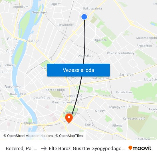 Bezerédj Pál Utca to Elte Bárczi Gusztáv Gyógypedagógiai Kar map