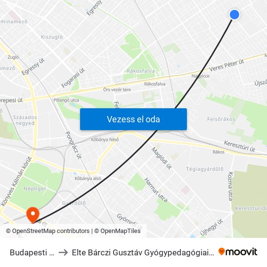 Budapesti Út to Elte Bárczi Gusztáv Gyógypedagógiai Kar map