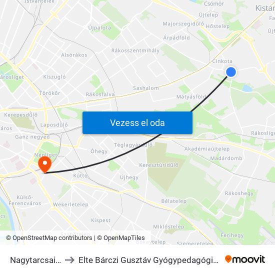 Nagytarcsai Út to Elte Bárczi Gusztáv Gyógypedagógiai Kar map