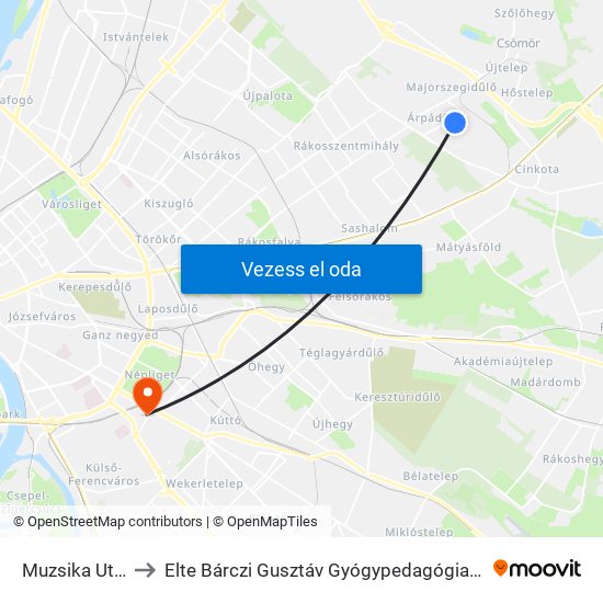 Muzsika Utca to Elte Bárczi Gusztáv Gyógypedagógiai Kar map