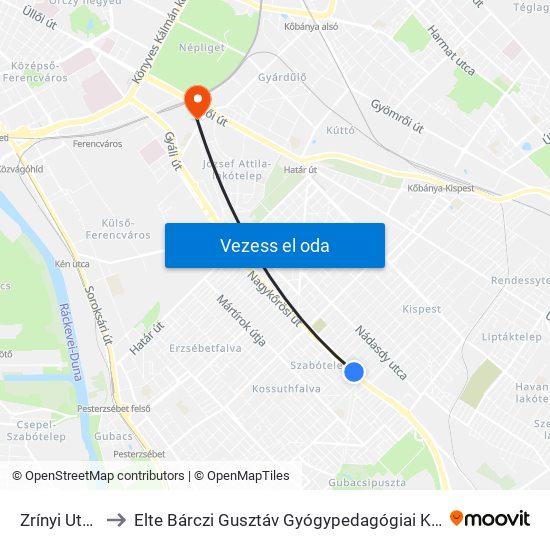 Zrínyi Utca to Elte Bárczi Gusztáv Gyógypedagógiai Kar map