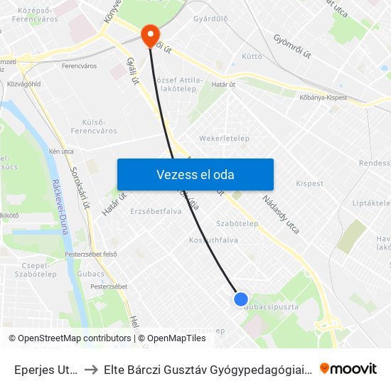 Eperjes Utca to Elte Bárczi Gusztáv Gyógypedagógiai Kar map