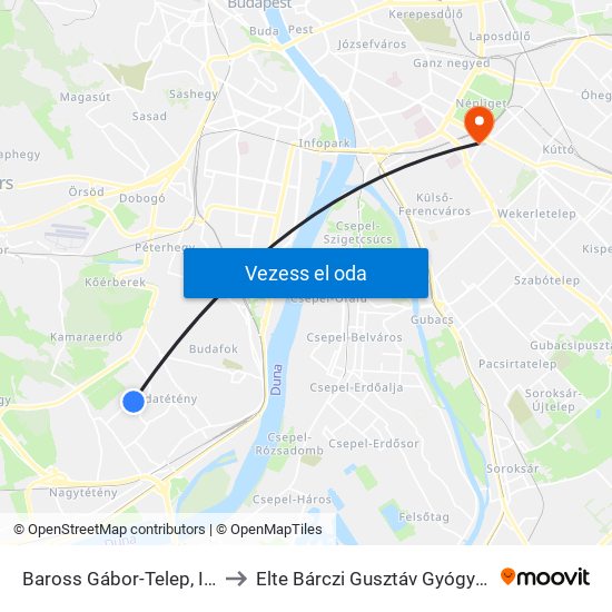 Baross Gábor-Telep, Ispiláng Utca to Elte Bárczi Gusztáv Gyógypedagógiai Kar map