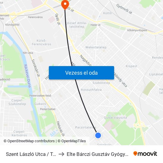Szent László Utca / Tartsay Utca to Elte Bárczi Gusztáv Gyógypedagógiai Kar map