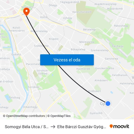 Somogyi Béla Utca / Széchenyi Utca to Elte Bárczi Gusztáv Gyógypedagógiai Kar map