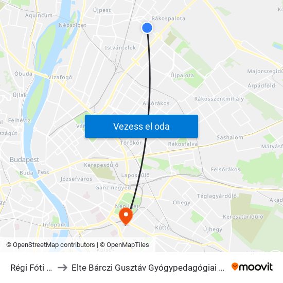 Régi Fóti Út to Elte Bárczi Gusztáv Gyógypedagógiai Kar map