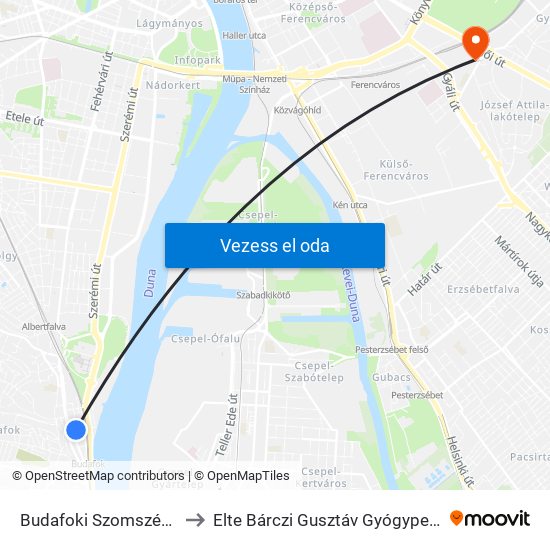 Budafoki Szomszédok Piaca to Elte Bárczi Gusztáv Gyógypedagógiai Kar map