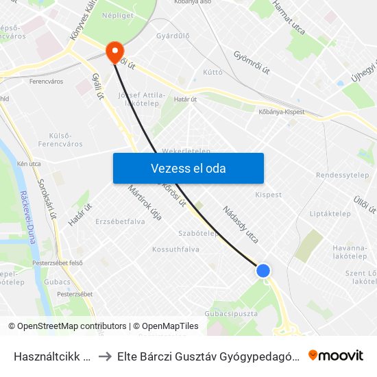 Használtcikk Piac to Elte Bárczi Gusztáv Gyógypedagógiai Kar map