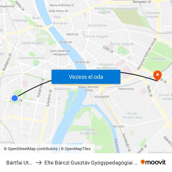 Bártfai Utca to Elte Bárczi Gusztáv Gyógypedagógiai Kar map