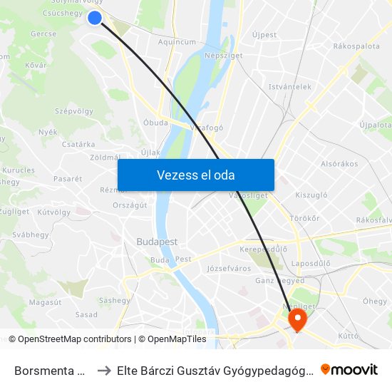 Borsmenta Utca to Elte Bárczi Gusztáv Gyógypedagógiai Kar map