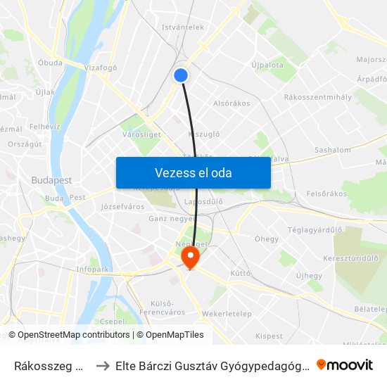 Rákosszeg Park to Elte Bárczi Gusztáv Gyógypedagógiai Kar map