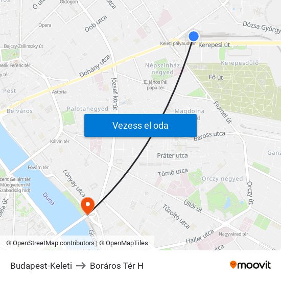 Budapest-Keleti to Boráros Tér H map