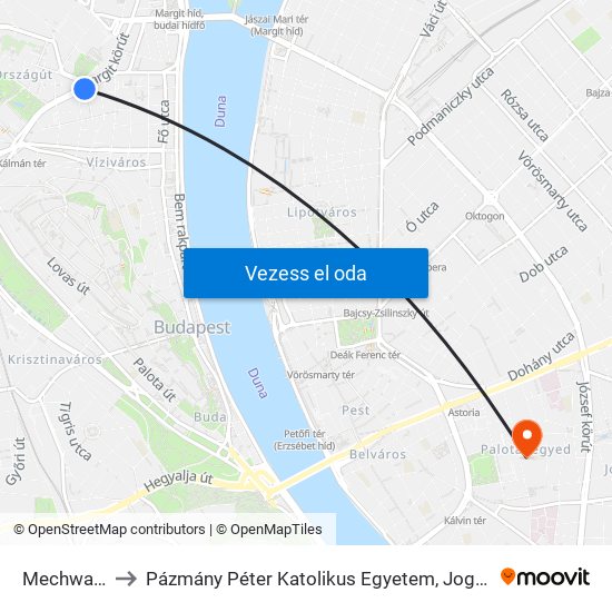 Mechwart Liget to Pázmány Péter Katolikus Egyetem, Jog- És Államtudományi Kar map