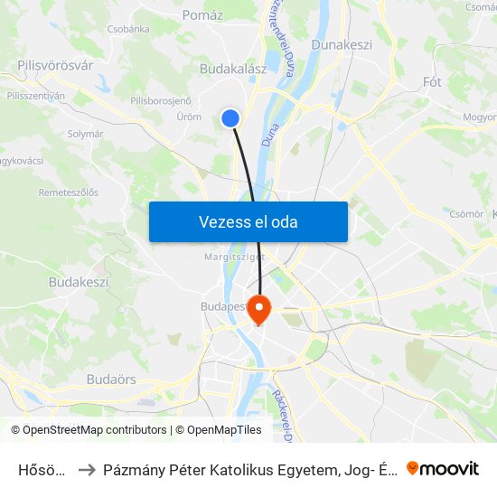 Hősök Tere to Pázmány Péter Katolikus Egyetem, Jog- És Államtudományi Kar map