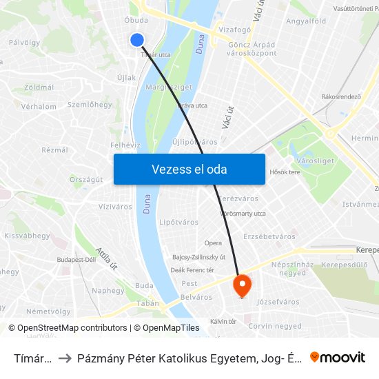 Tímár Utca to Pázmány Péter Katolikus Egyetem, Jog- És Államtudományi Kar map