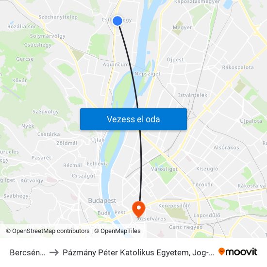 Bercsényi Utca to Pázmány Péter Katolikus Egyetem, Jog- És Államtudományi Kar map