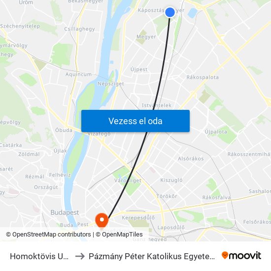 Homoktövis Utca / Megyeri Út to Pázmány Péter Katolikus Egyetem, Jog- És Államtudományi Kar map