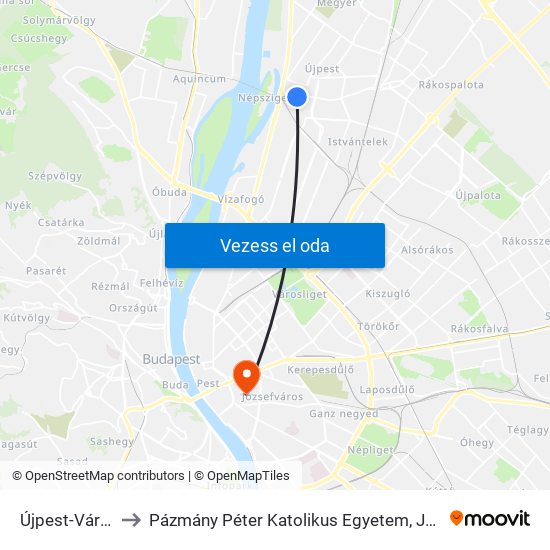 Újpest-Városkapu M to Pázmány Péter Katolikus Egyetem, Jog- És Államtudományi Kar map