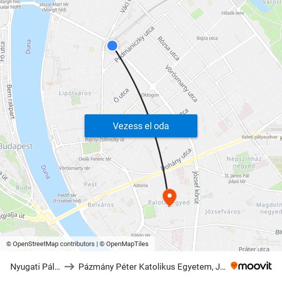 Nyugati Pályaudvar M to Pázmány Péter Katolikus Egyetem, Jog- És Államtudományi Kar map