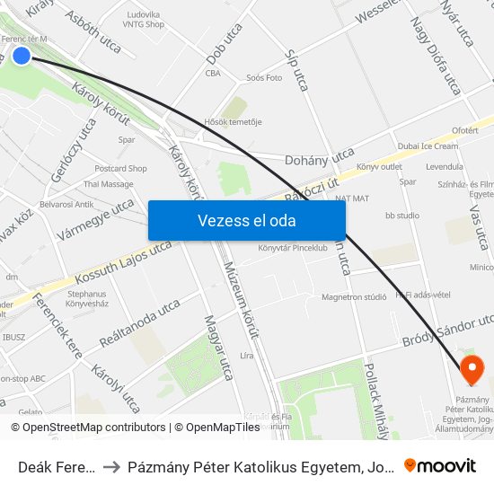 Deák Ferenc Tér M to Pázmány Péter Katolikus Egyetem, Jog- És Államtudományi Kar map