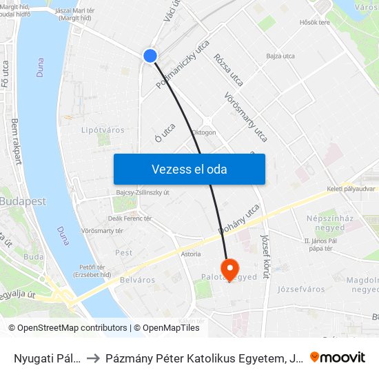 Nyugati Pályaudvar M to Pázmány Péter Katolikus Egyetem, Jog- És Államtudományi Kar map