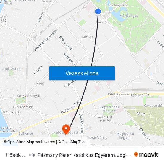 Hősök Tere M to Pázmány Péter Katolikus Egyetem, Jog- És Államtudományi Kar map