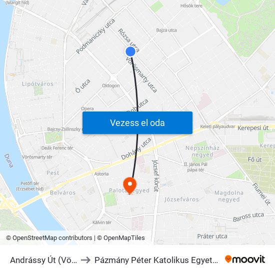 Andrássy Út (Vörösmarty Utca M) to Pázmány Péter Katolikus Egyetem, Jog- És Államtudományi Kar map