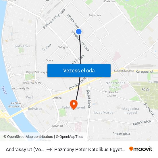 Andrássy Út (Vörösmarty Utca M) to Pázmány Péter Katolikus Egyetem, Jog- És Államtudományi Kar map