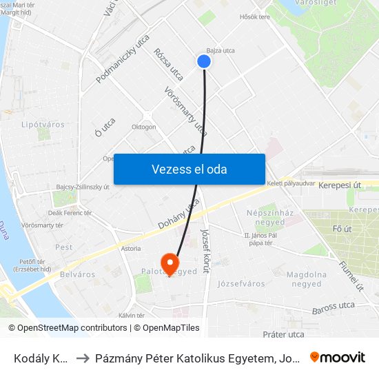 Kodály Körönd M to Pázmány Péter Katolikus Egyetem, Jog- És Államtudományi Kar map