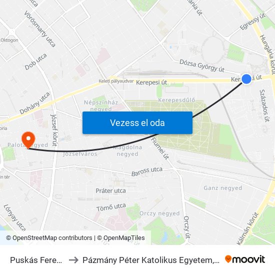 Puskás Ferenc Stadion M to Pázmány Péter Katolikus Egyetem, Jog- És Államtudományi Kar map