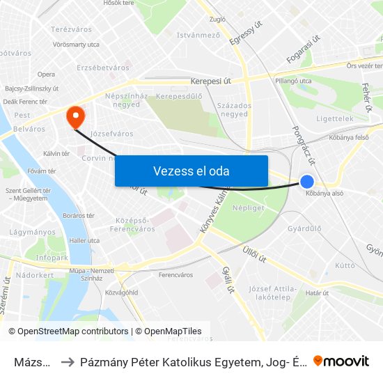 Mázsa Utca to Pázmány Péter Katolikus Egyetem, Jog- És Államtudományi Kar map