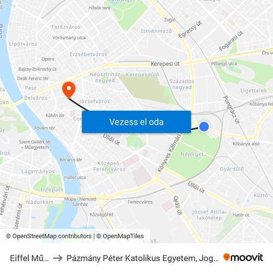 Eiffel Műhelyház to Pázmány Péter Katolikus Egyetem, Jog- És Államtudományi Kar map