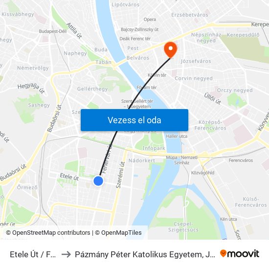 Etele Út / Fehérvári Út to Pázmány Péter Katolikus Egyetem, Jog- És Államtudományi Kar map