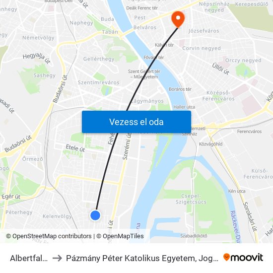 Albertfalva Utca to Pázmány Péter Katolikus Egyetem, Jog- És Államtudományi Kar map