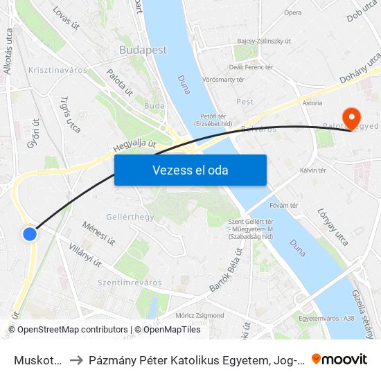 Muskotály Köz to Pázmány Péter Katolikus Egyetem, Jog- És Államtudományi Kar map