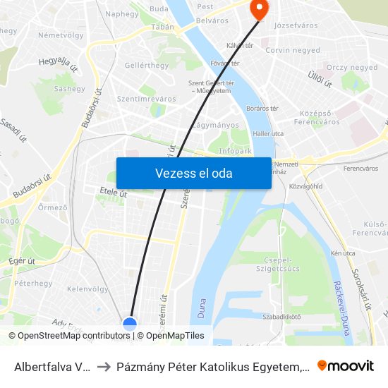 Albertfalva Vasútállomás to Pázmány Péter Katolikus Egyetem, Jog- És Államtudományi Kar map