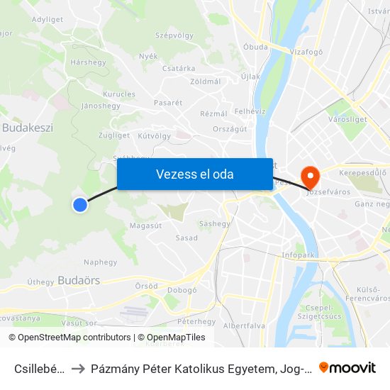 Csillebérc, Kfki to Pázmány Péter Katolikus Egyetem, Jog- És Államtudományi Kar map