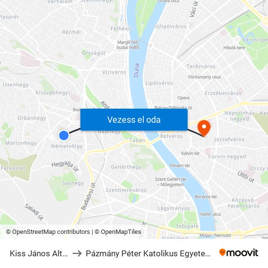 Kiss János Altábornagy Utca to Pázmány Péter Katolikus Egyetem, Jog- És Államtudományi Kar map