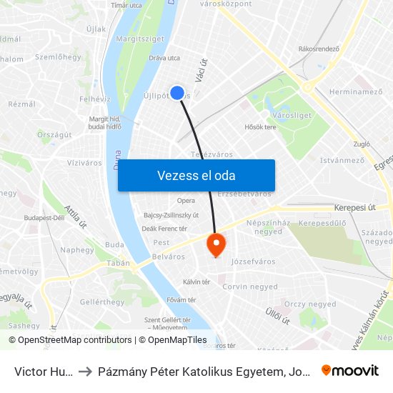 Victor Hugo Utca to Pázmány Péter Katolikus Egyetem, Jog- És Államtudományi Kar map