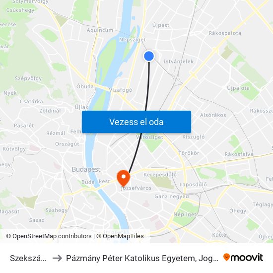 Szekszárdi Utca to Pázmány Péter Katolikus Egyetem, Jog- És Államtudományi Kar map