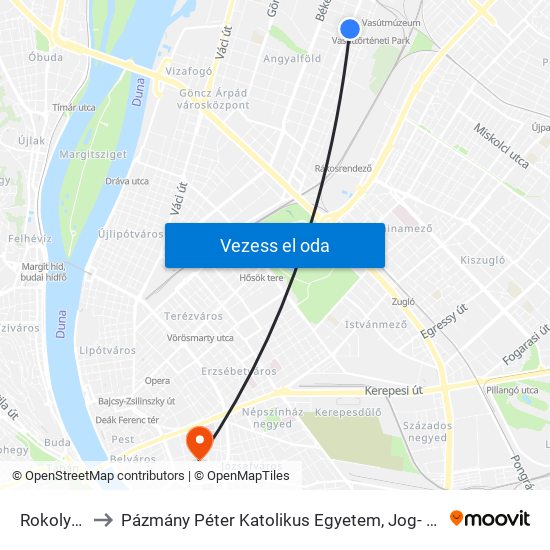 Rokolya Utca to Pázmány Péter Katolikus Egyetem, Jog- És Államtudományi Kar map