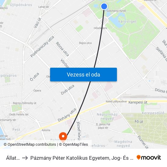 Állatkert to Pázmány Péter Katolikus Egyetem, Jog- És Államtudományi Kar map