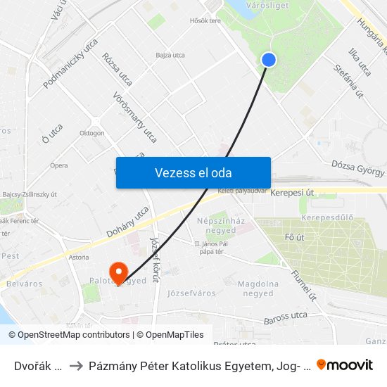 Dvořák Sétány to Pázmány Péter Katolikus Egyetem, Jog- És Államtudományi Kar map